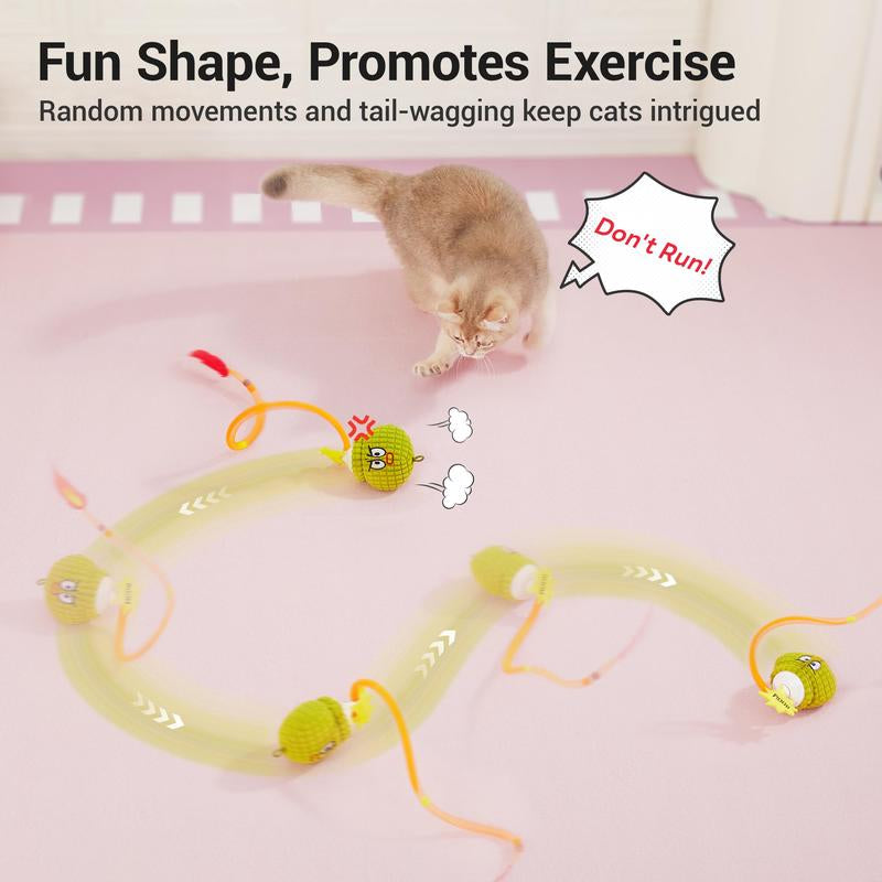 Potaroma Interactive Cat Toy with Motion Sensor, Chirping Sound – Funny Grenade Design with Mesh Tail, Rechargeable Smart Rolling Ball for Bored Indoor Kittens & Adult Cats 3 Inches