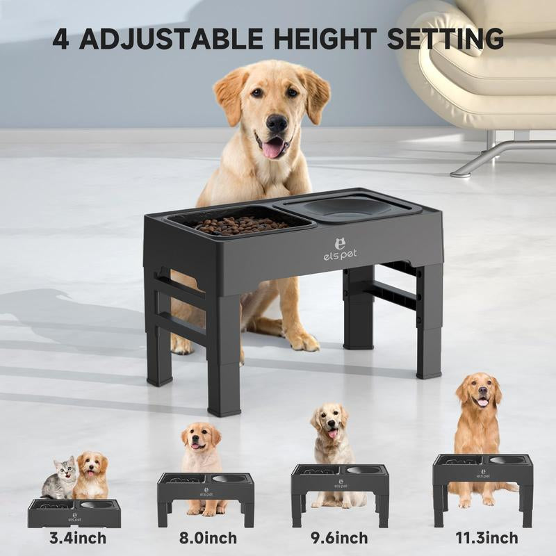 ELS PET Elevated Dog Bowls, Adjustable Raised Dog Bowls