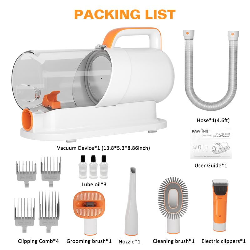 PAWING Grooming Vacuum, Dog Vacuum Brush for Shedding Grooming, Dog Hair Vacuum Groomer, 5-In-1 Pet Grooming Kit for Cat Dog, Pet Products