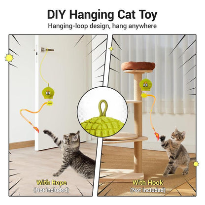 Potaroma Interactive Cat Toy with Motion Sensor, Chirping Sound – Funny Grenade Design with Mesh Tail, Rechargeable Smart Rolling Ball for Bored Indoor Kittens & Adult Cats 3 Inches